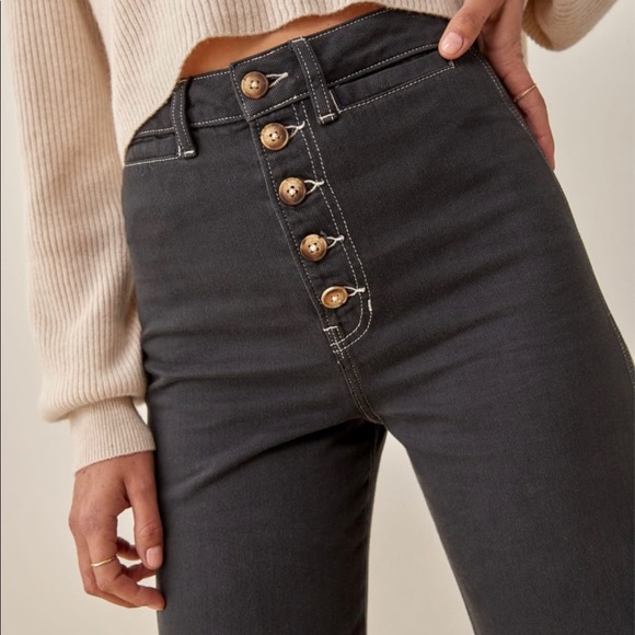 Reformation Lexi High Rise Wide Leg Jeans | in Washed Black color - Picture 2 of 5